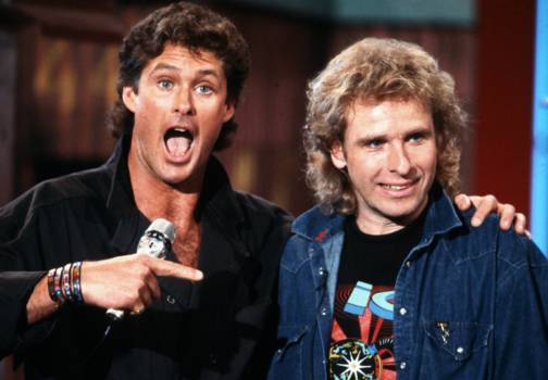 Mit David Hasselhoff 1989 (Photo by Bernd Muller/Redferns)