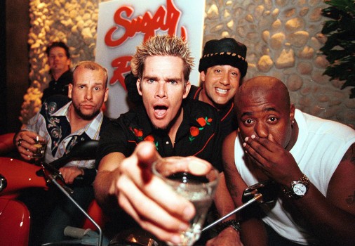 Sugar Ray pose for a group portrait backstage at the Evelyn Hotel on 4th June 2001 in Melbourne, Australia. (Photo by Martin Philbey/Redferns)