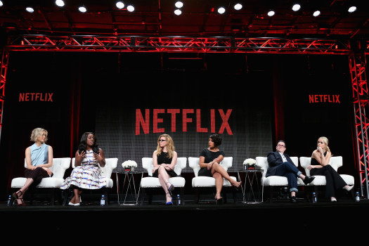 Die Crew: Taylor Schilling, Uzo Aduba, Natasha Lyonne, Selenis Leyva, Lea DeLaria und Taryn Manning  (Photo by Frederick M. Brown/Getty Images)