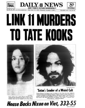 Schlagzeile der Daily News am 3. Dezember 1969: Manson gilt als 