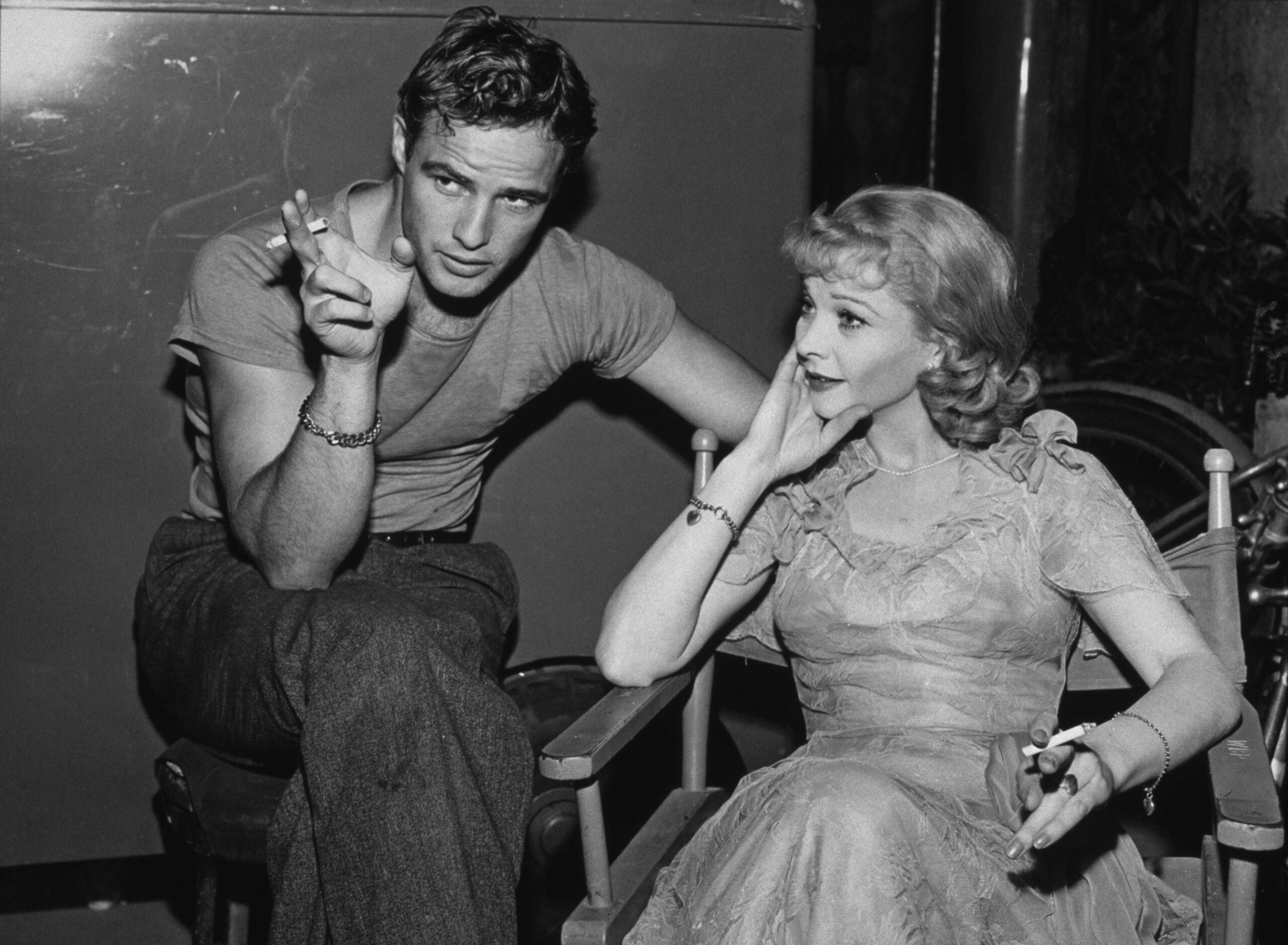 Marlon Brando mit Vivien Leigh am Set von "Endstation Sehnsucht"