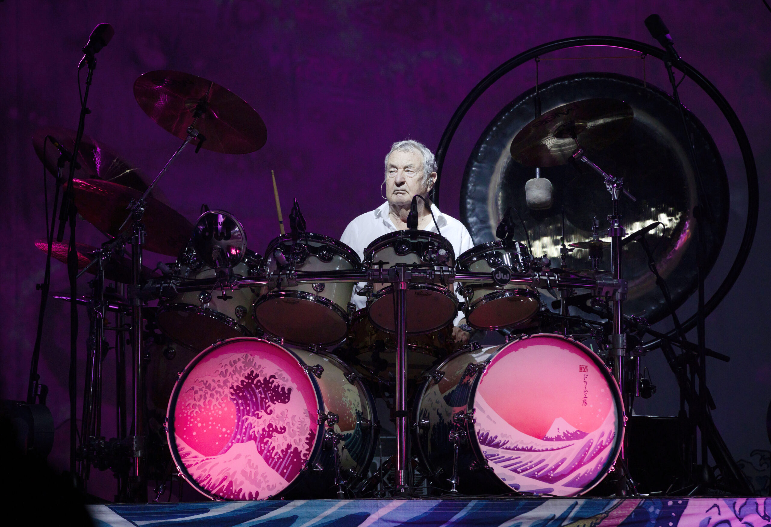 Drummer Nick Mason bei seinem Auftritt in Berlin 2024