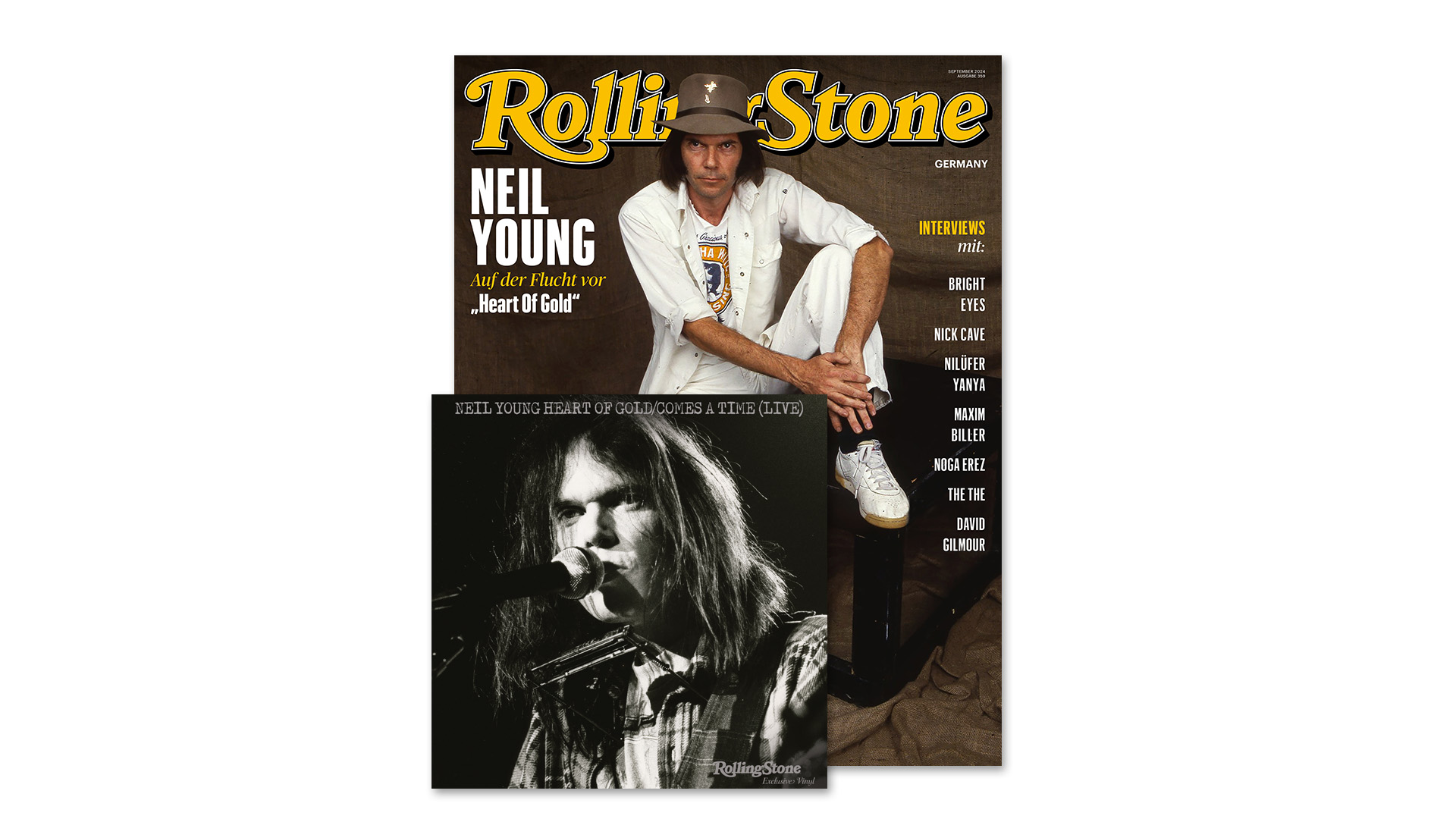 Die September-Ausgabe des ROLLING STONE mit dem Titelthema Neil Young und exklsuiver Vinyl-Single