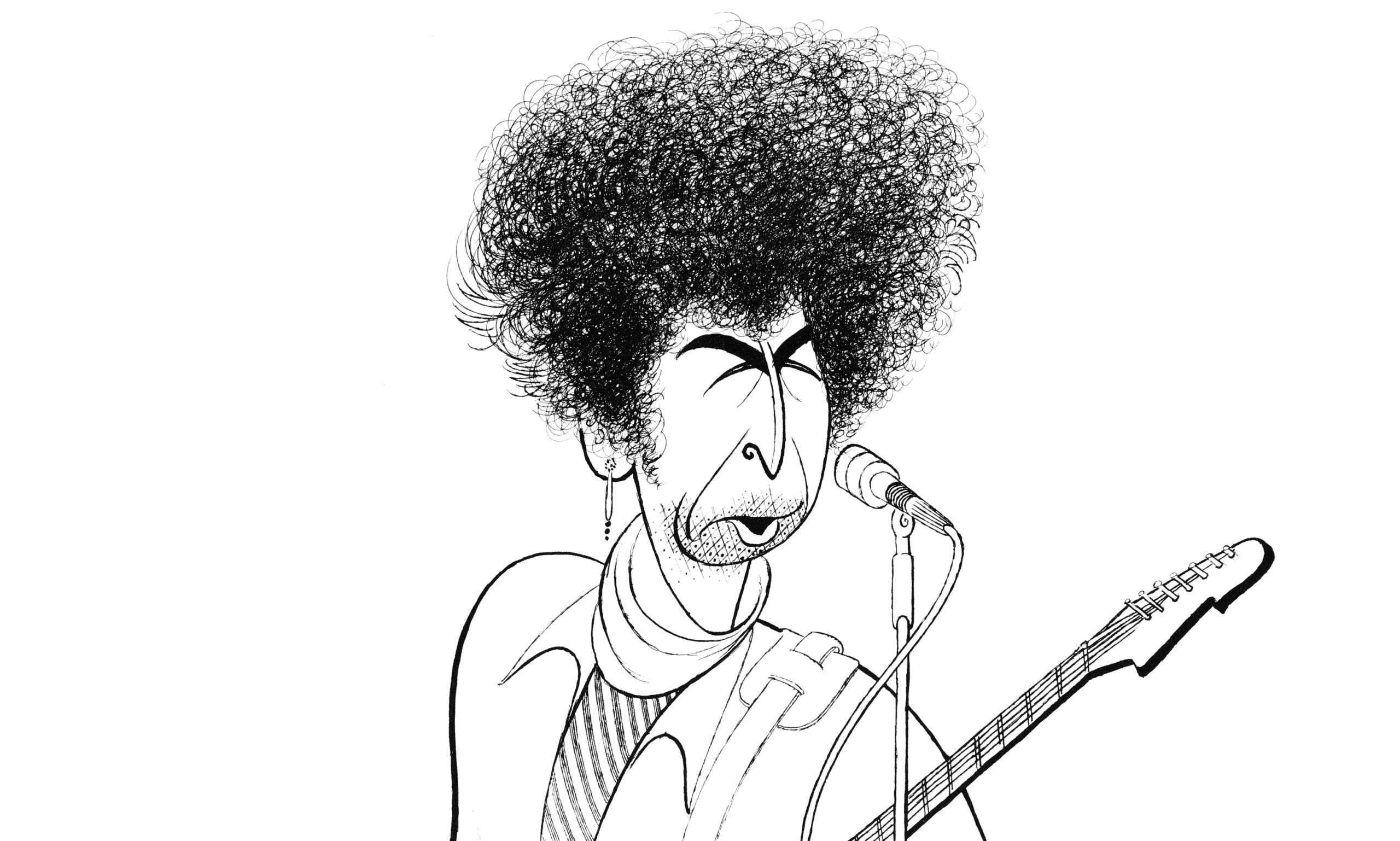 Bob Dylan als Zeichnung des legendären Karikaturisten Al Hirschfeld