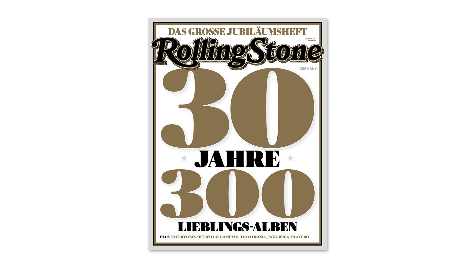 Das Cover der Jubiläumsausgabe des ROLLING STONE mit dem Titelthema 300 Lieblingsalben aus 30 Jahren