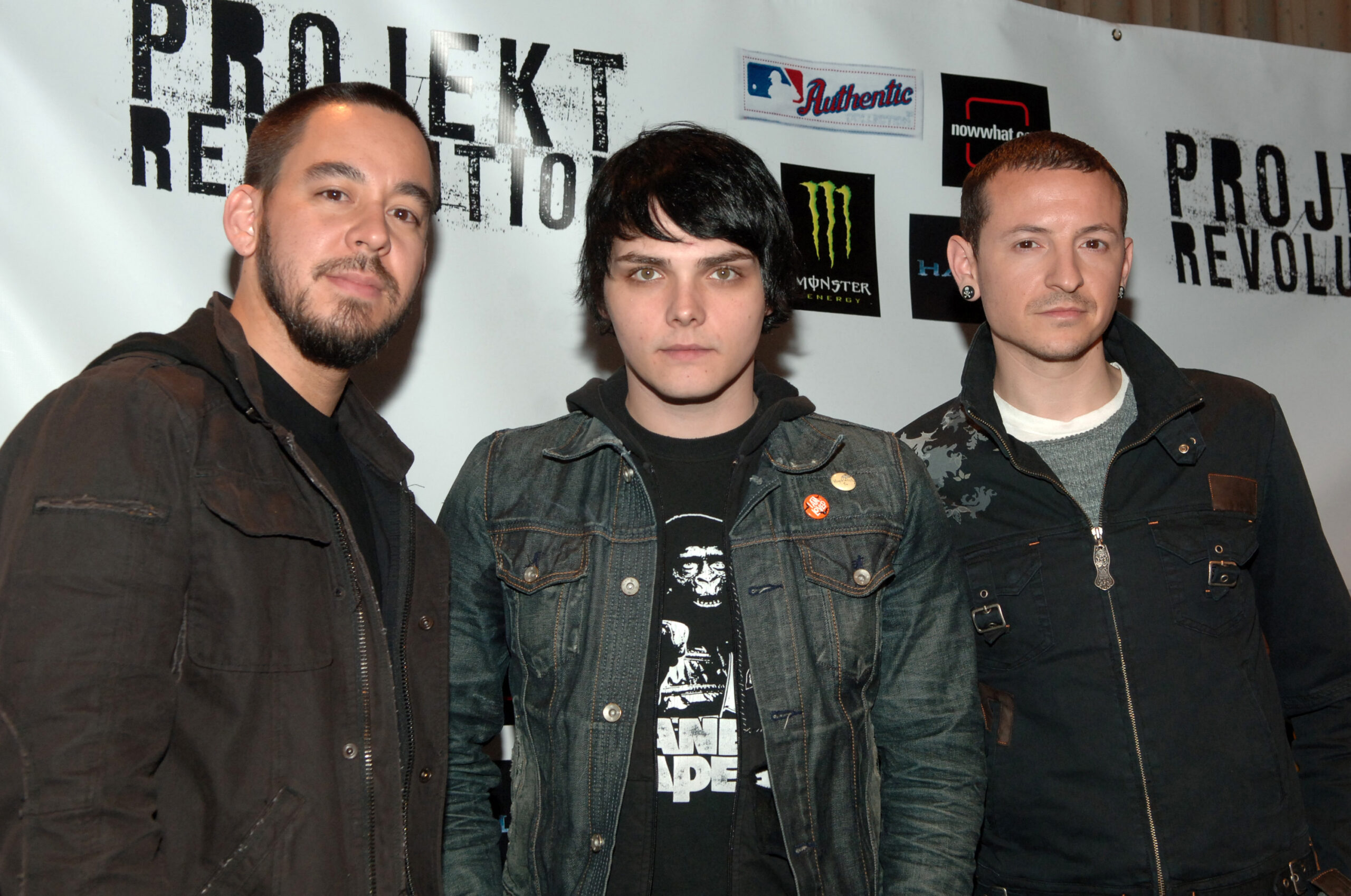 Von links: Mike Shinoda, Gerard Way und Chester Bennington, 2007