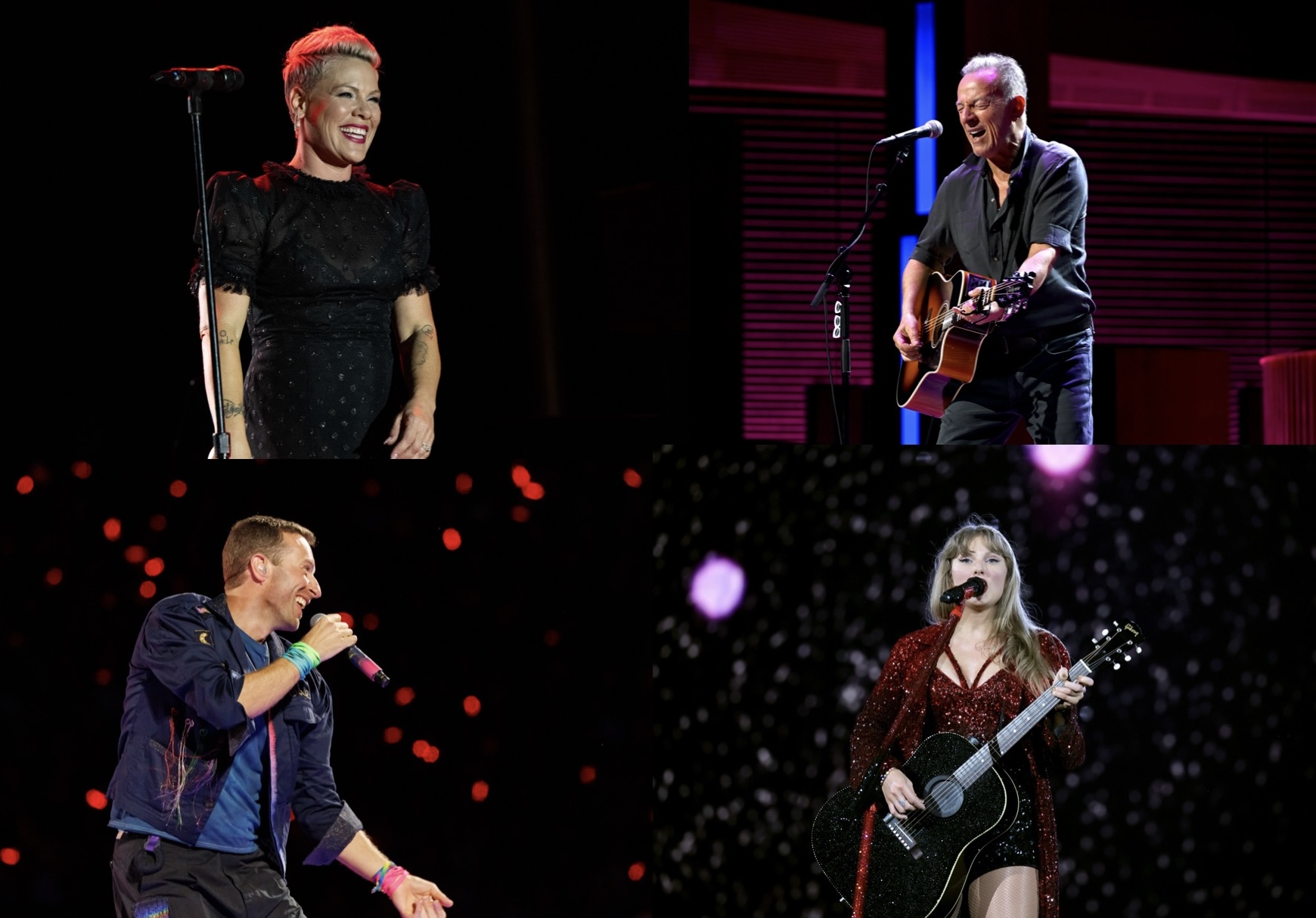 Pink, Bruce Springsteen, Chris Martin und Taylor Swift