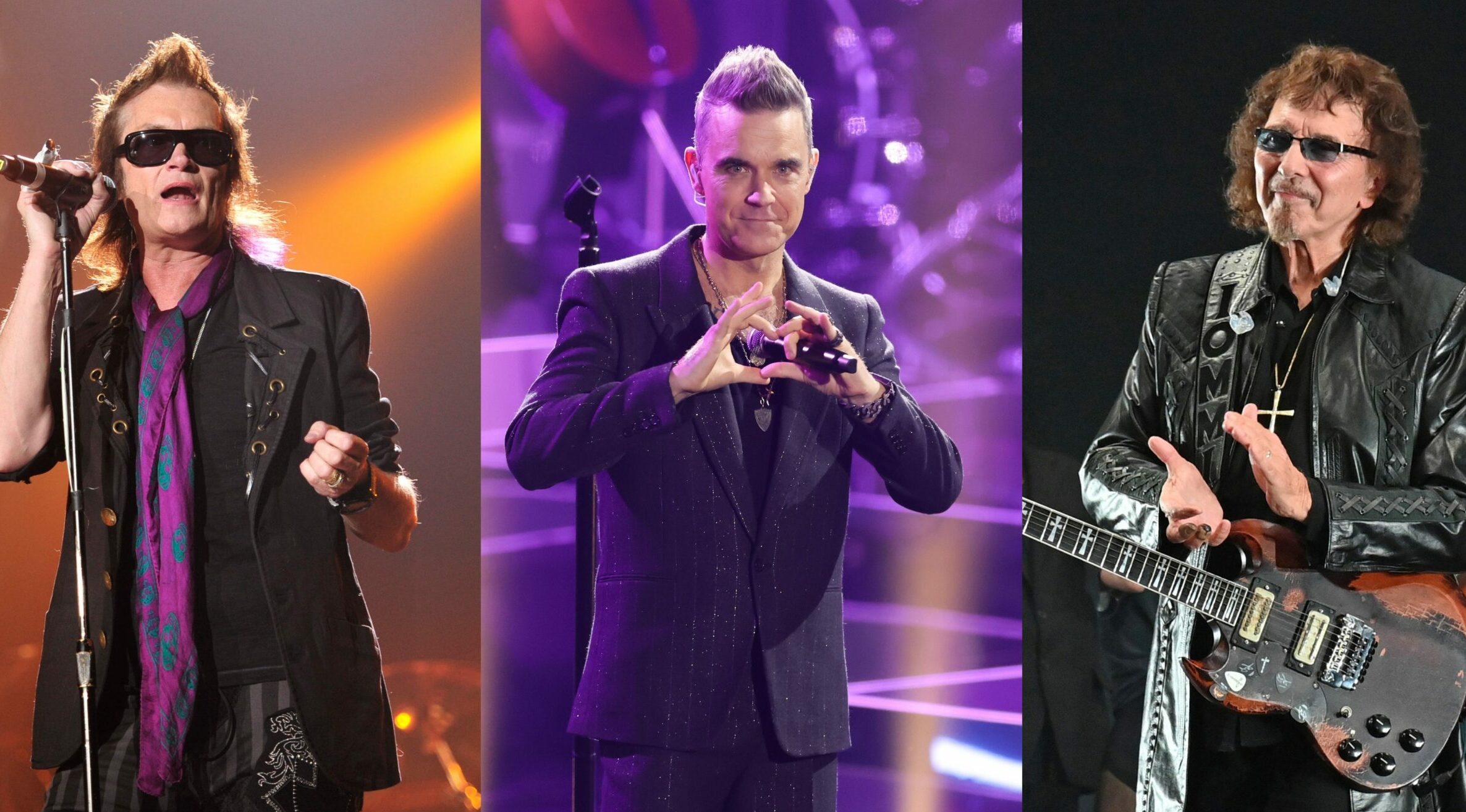 Von links: Glenn Hughes, Robbie Williams, Tony Iommi